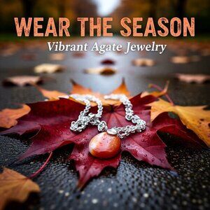 Banded Agate Necklace 22" ~ Juicy Orange Tangerine Cantaloupe Melon Hues